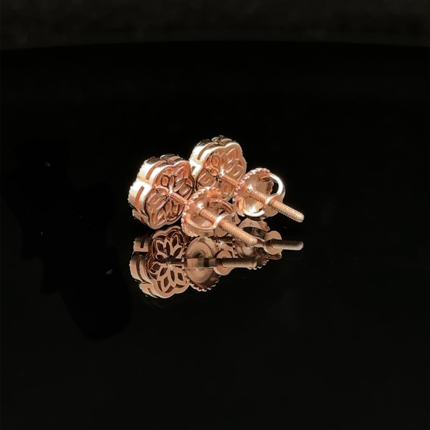 14k rose gold and diamond flower Earrings