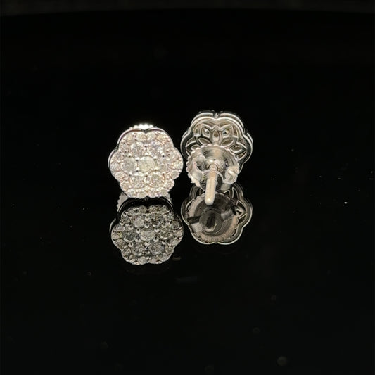 14k white gold and diamond flower Earrings