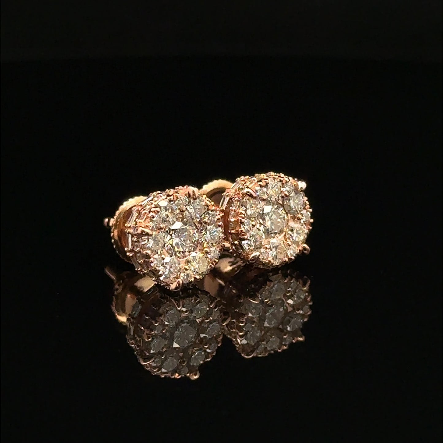 14k Rose Gold and Diamond Earrings