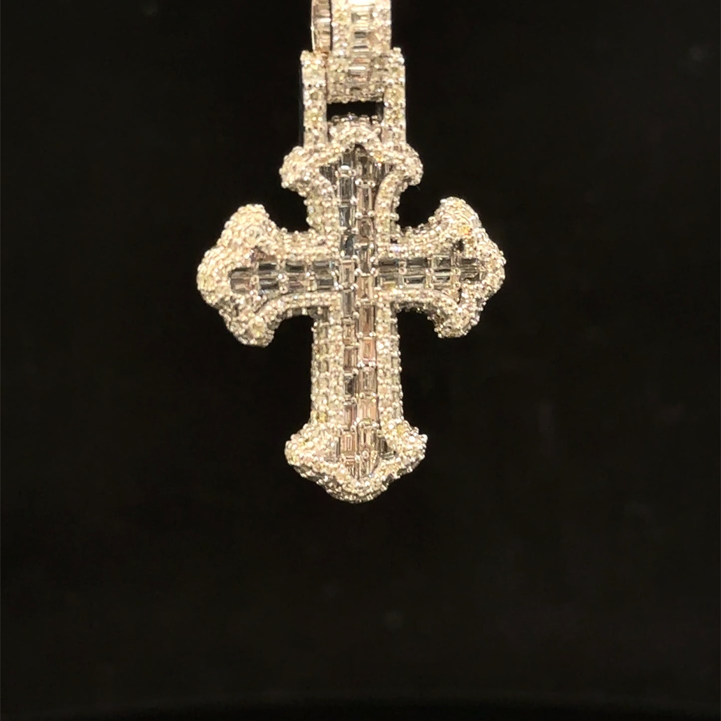 10K White Gold Cross Pendant with Diamonds