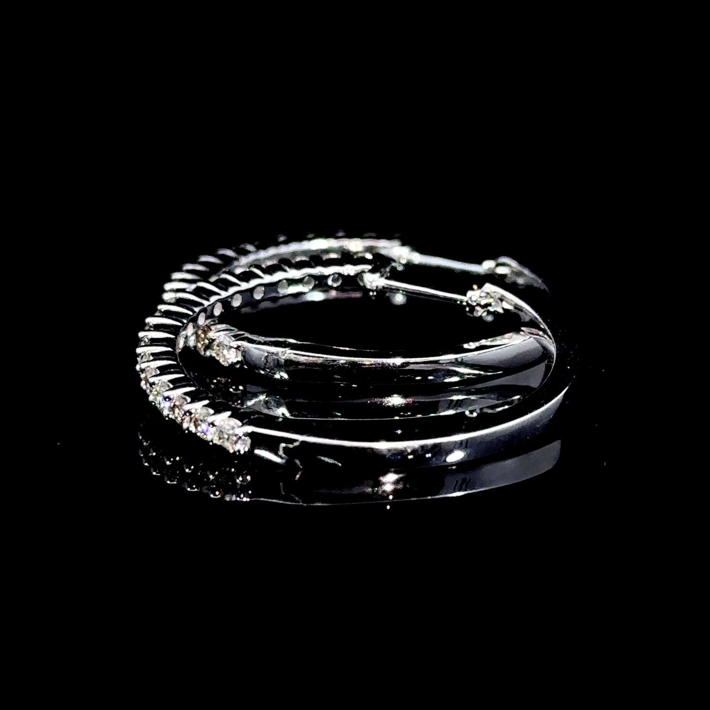10k white gold and diamond Hoop Earrings