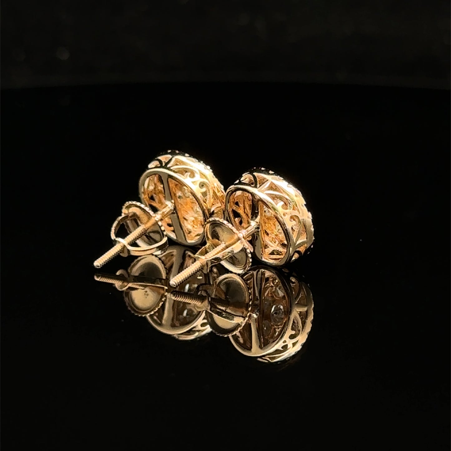 14k Yellow Gold and Diamond Round shape Earrings