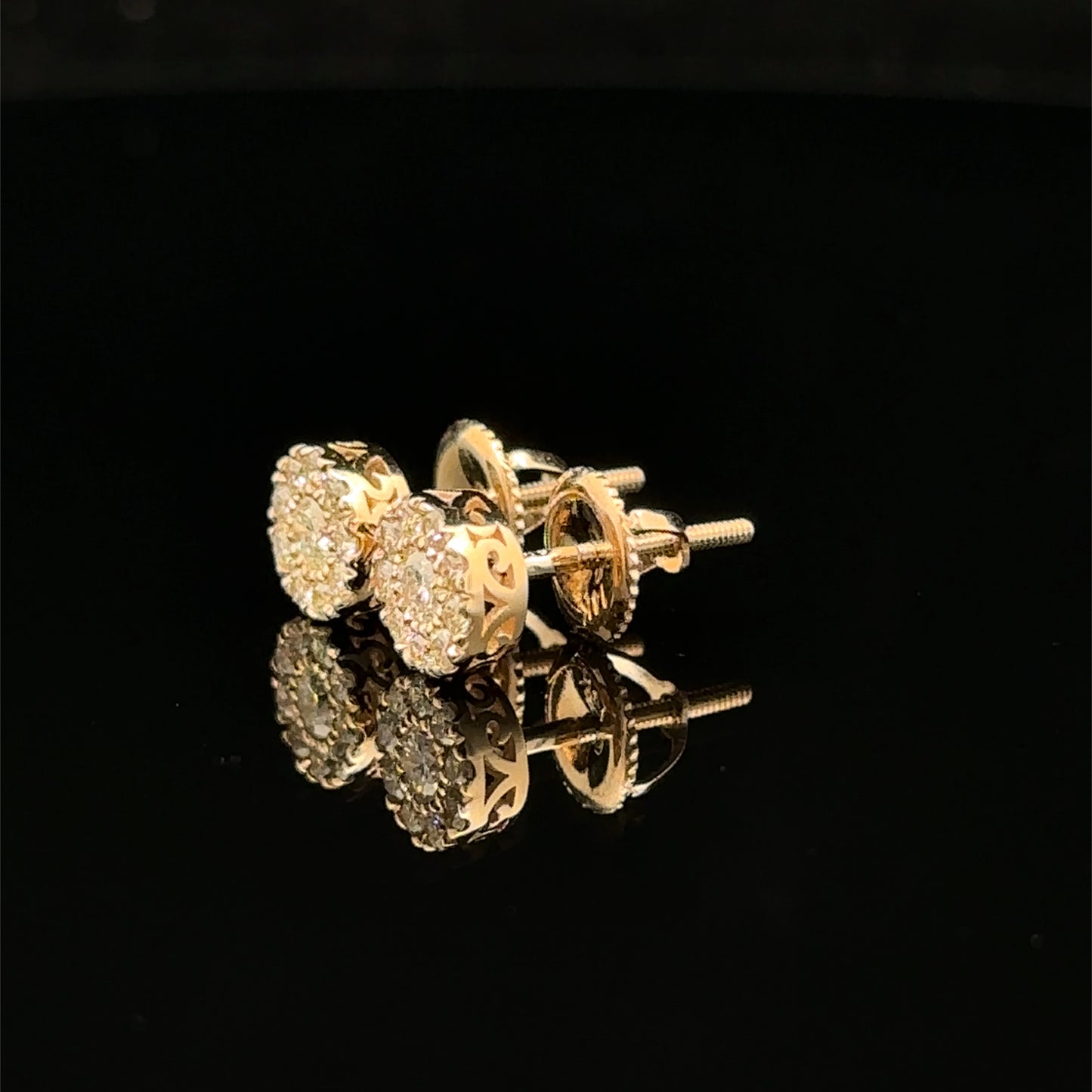 14K Yellow Gold Natural Earth Mined Diamond Earrings