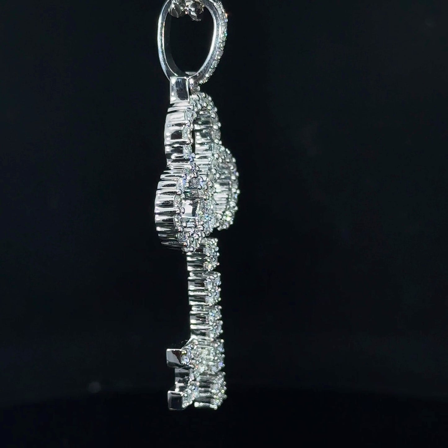 14k white gold and diamond Key Pendant