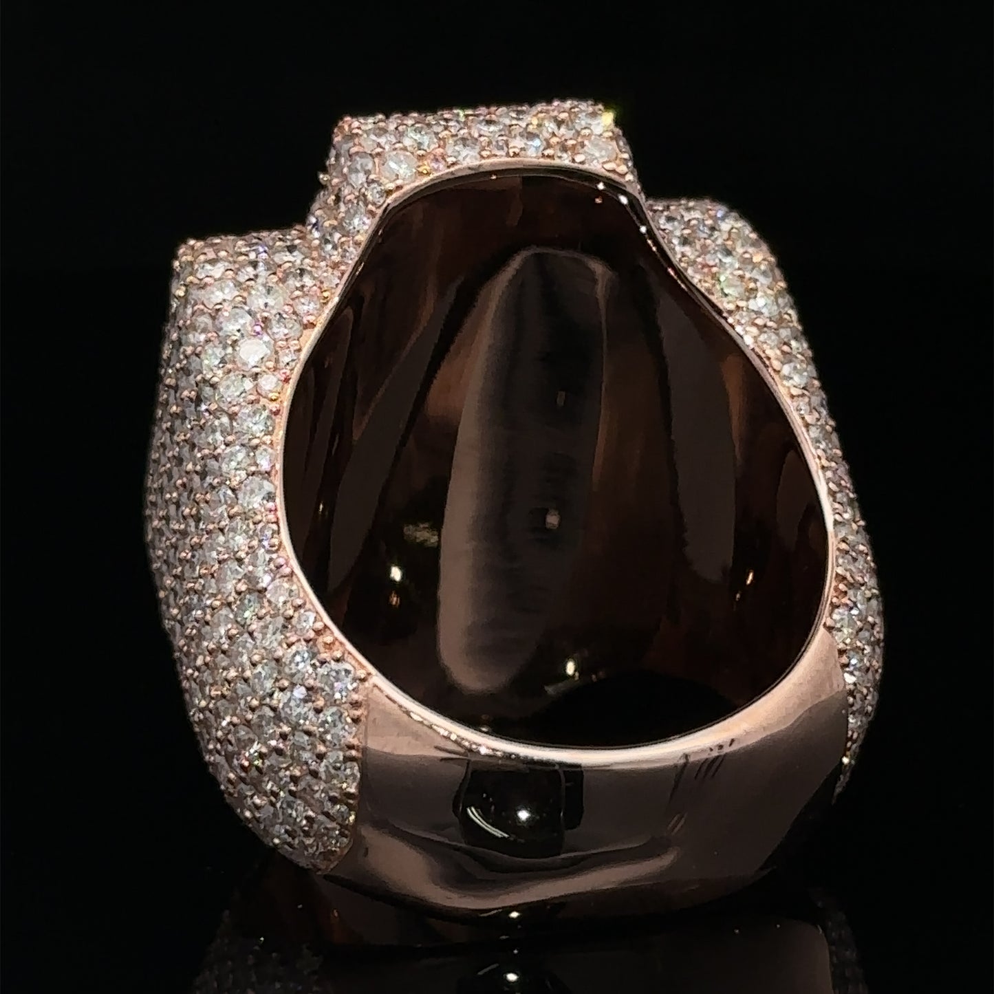 Rose gold and diamond Cross Ring with Fancy Champagne Pear Cut Gem Stones