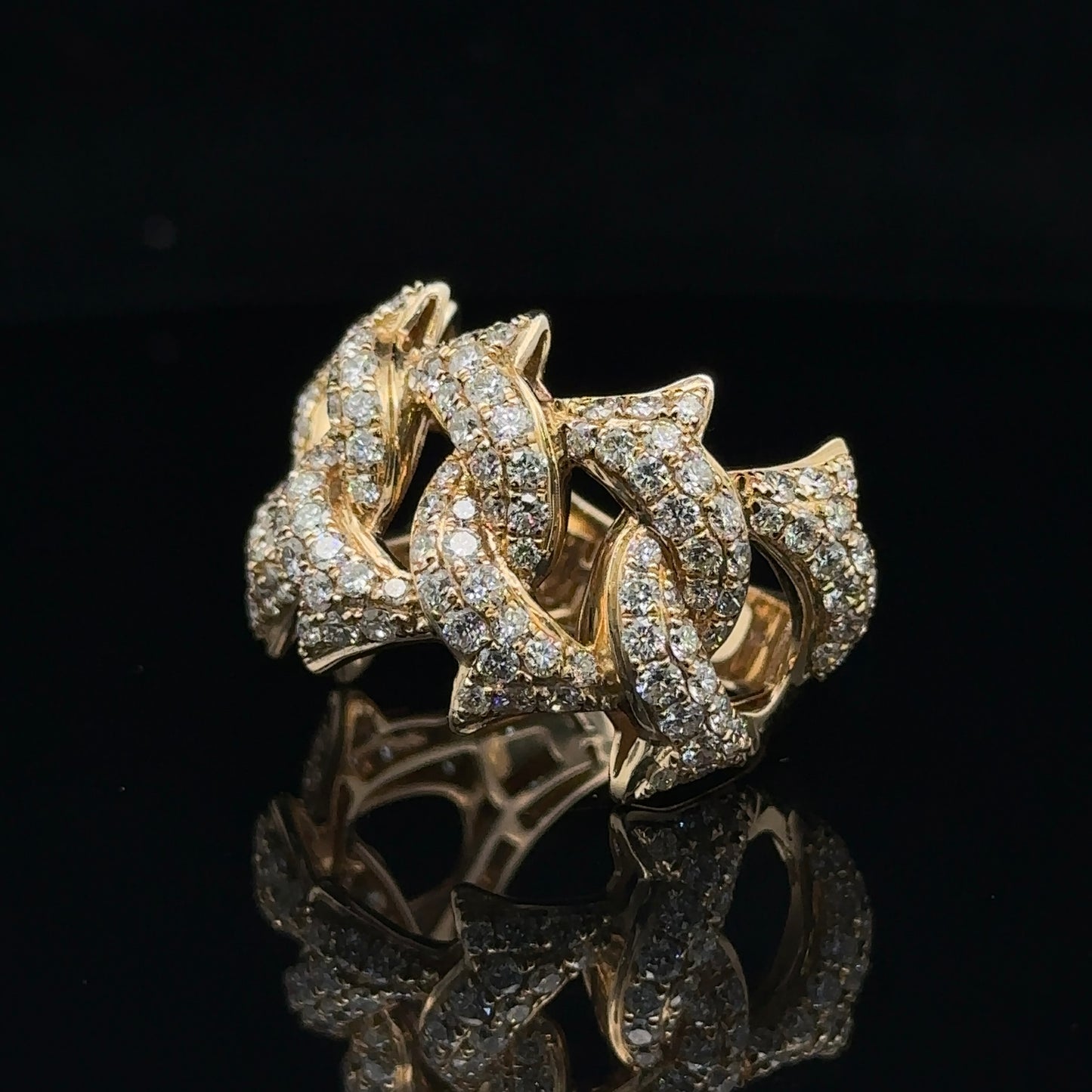 14k yellow gold Cuban and diamond Ring