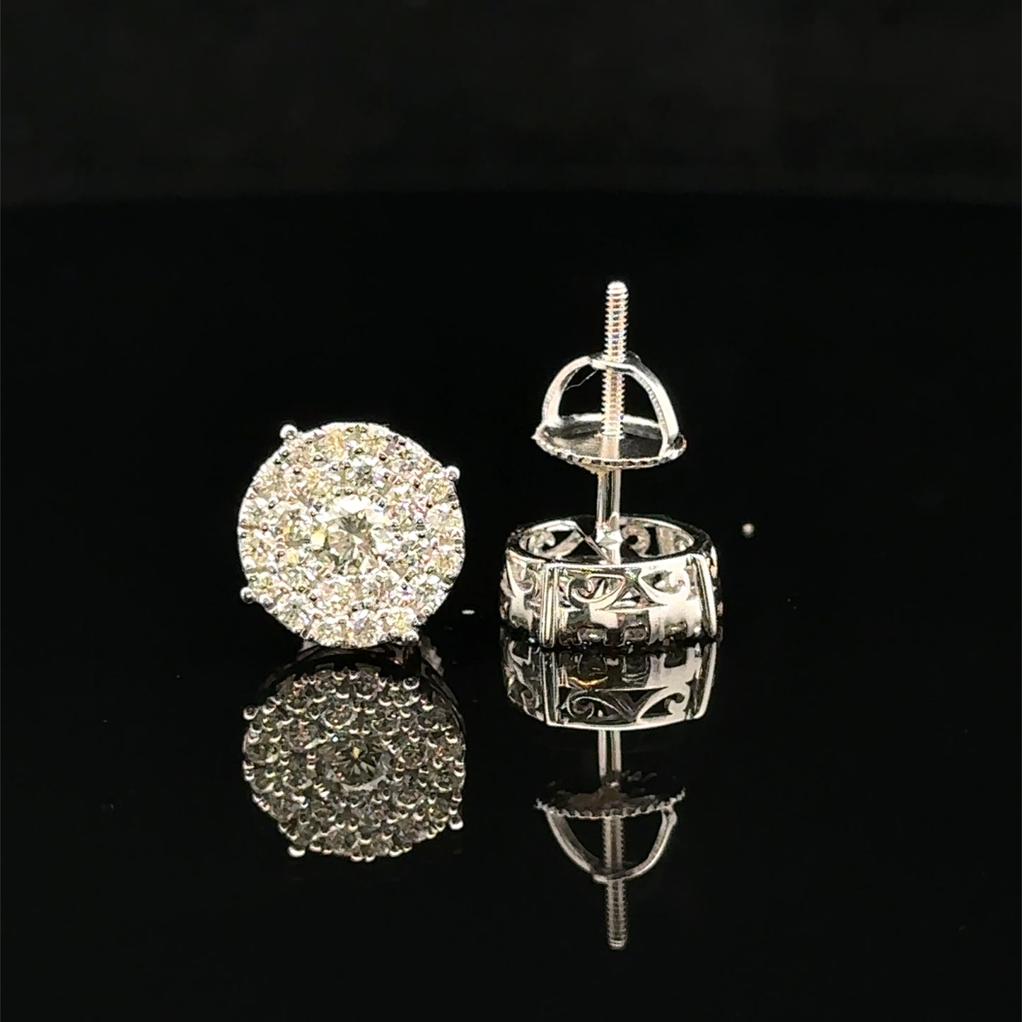 14K White Gold Natural Diamond Earrings