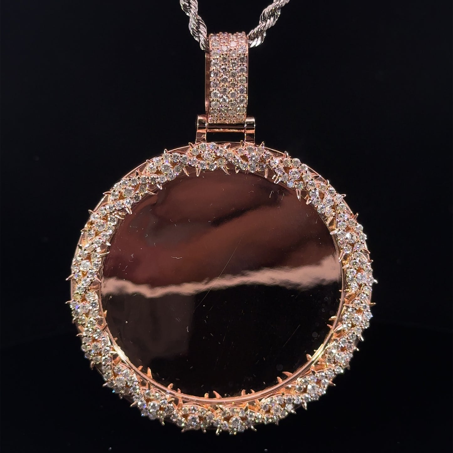 14k Rose gold and diamond Picture Pendant