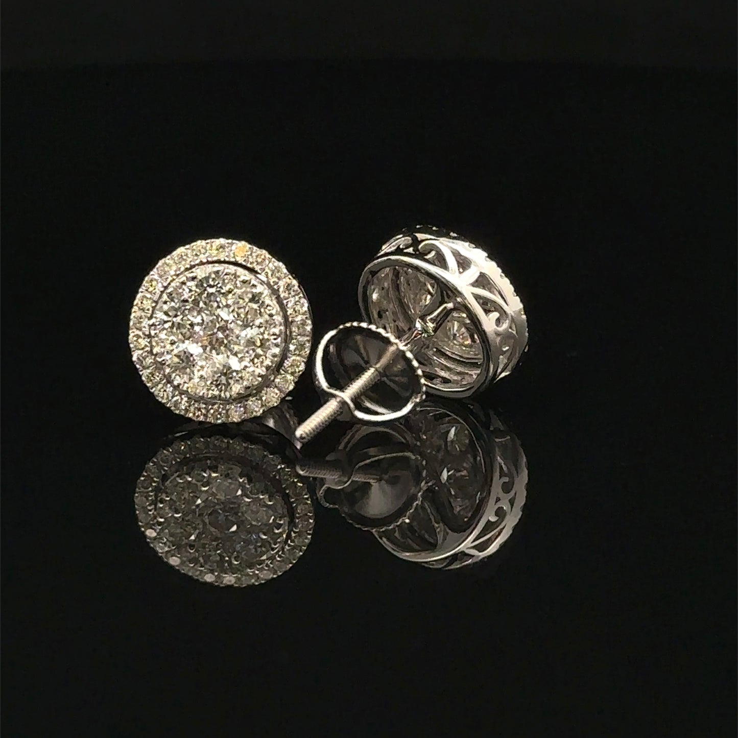 14k White Gold and Diamond Round shape Earrings