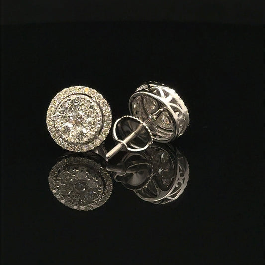 14k White Gold and Diamond Round shape Earrings
