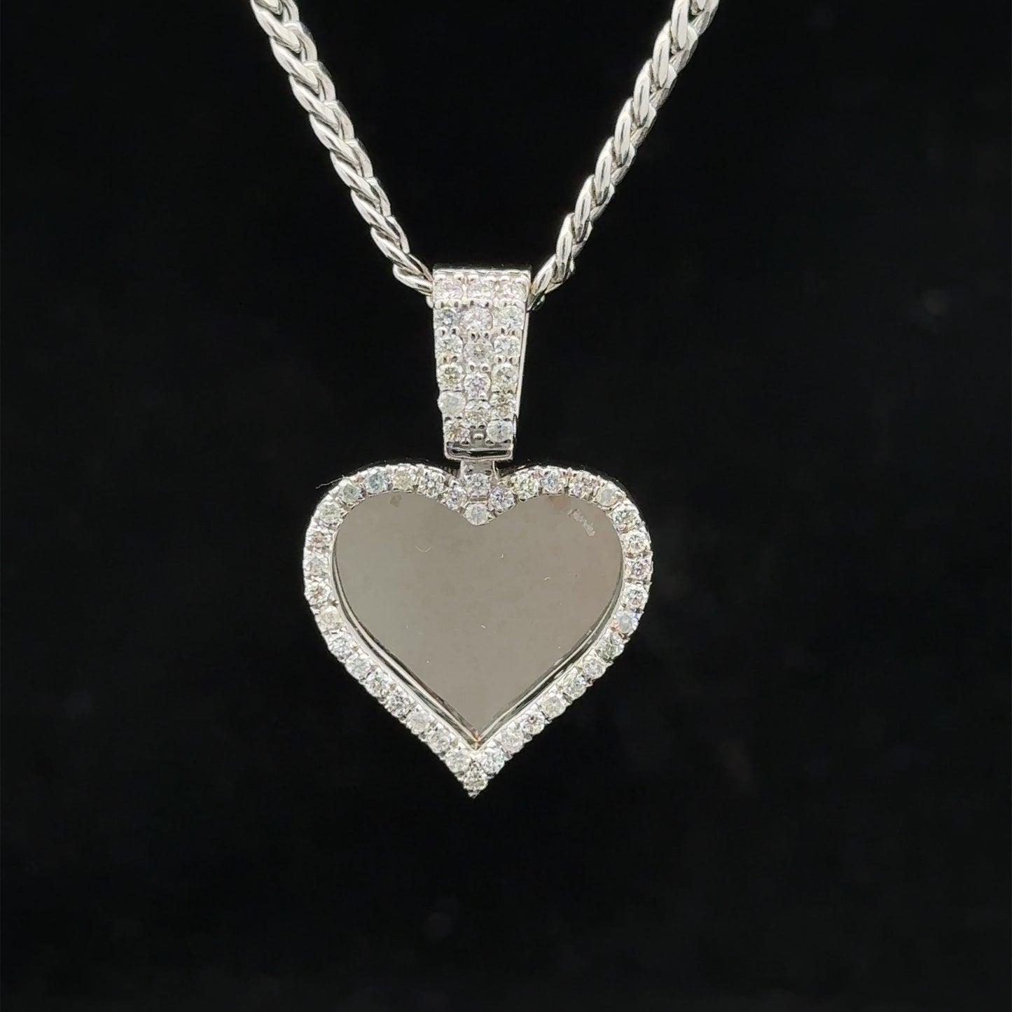 14k white gold and diamond Heart Picture Pendant