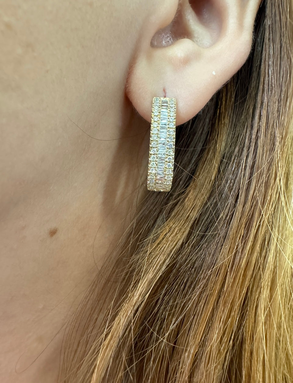 14k yellow gold and diamond Hoop Earrings