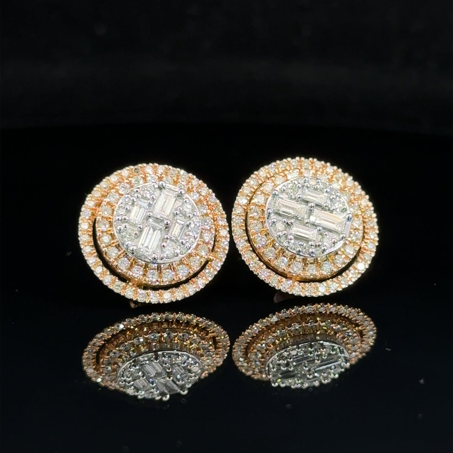 14k two-tone: rose and white gold Earrings