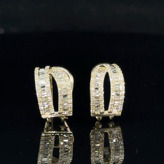 14k Yellow gold and diamond Hoop Earrings