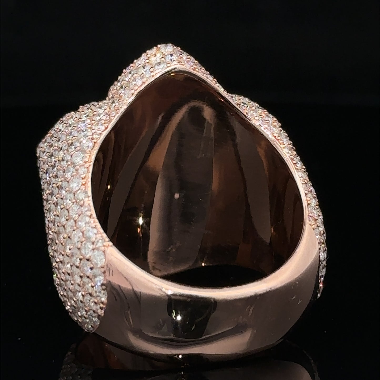 Rose gold and diamond Cross Ring with Pink Fancy Pear Cut Gem Stones