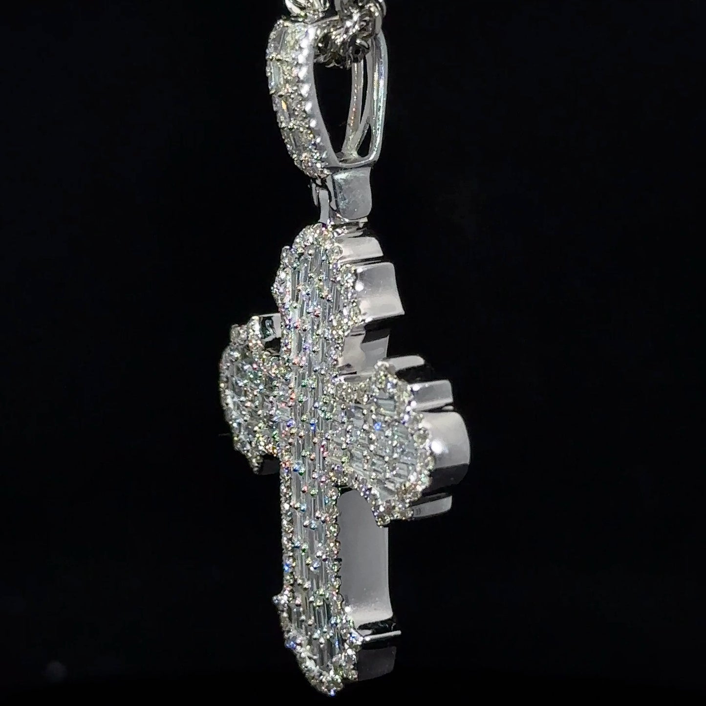 14k White gold and diamond Cross Pendant