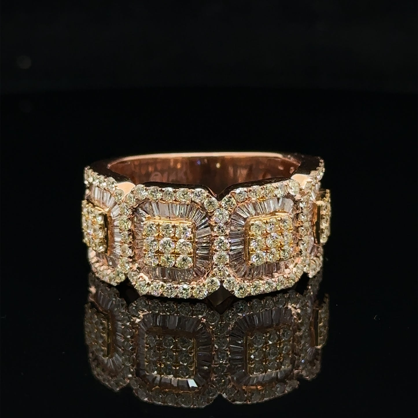 14k two tone rose/yellow gold and diamond Men`s Ring