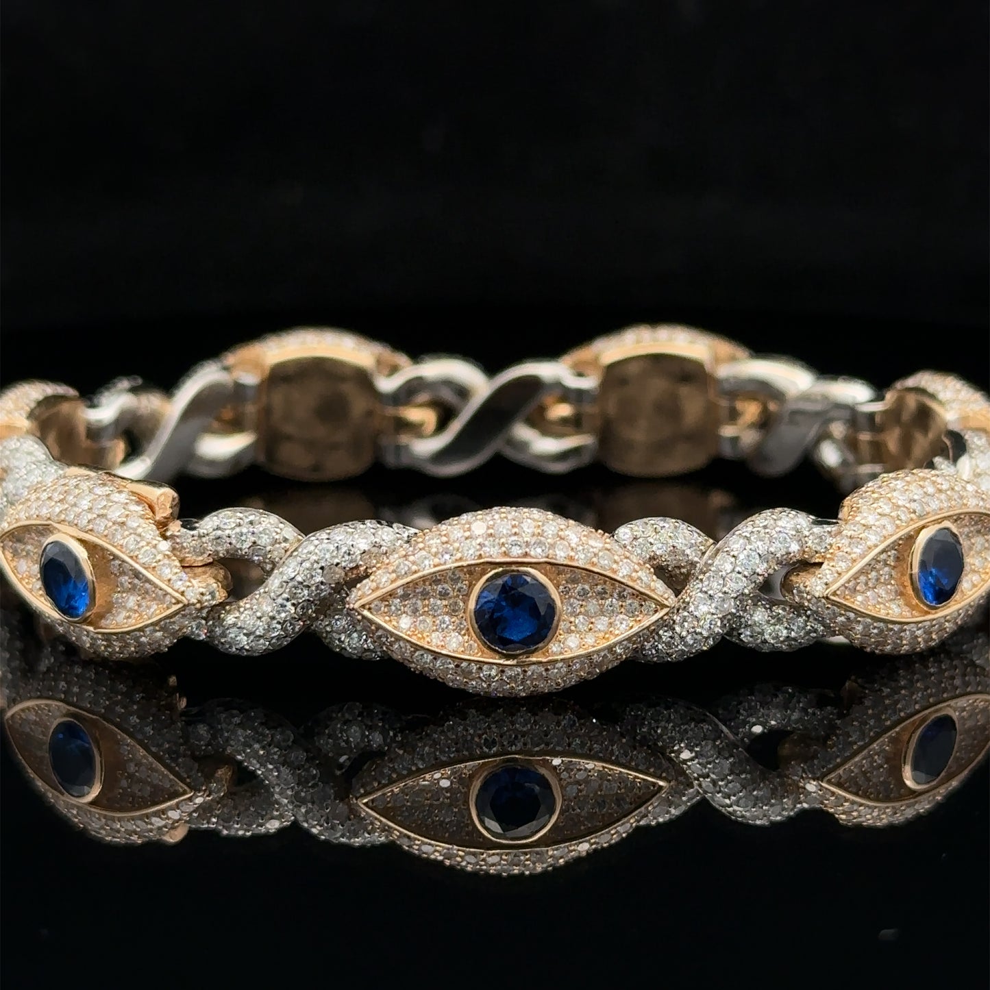 14k gold and diamond Evil Eye Bracelet