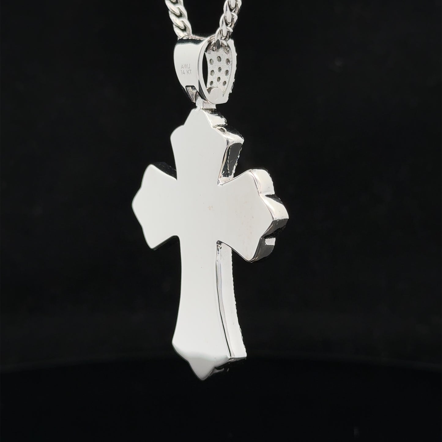 14k white gold and diamond Cross Pendant and 14k white gold Chain
