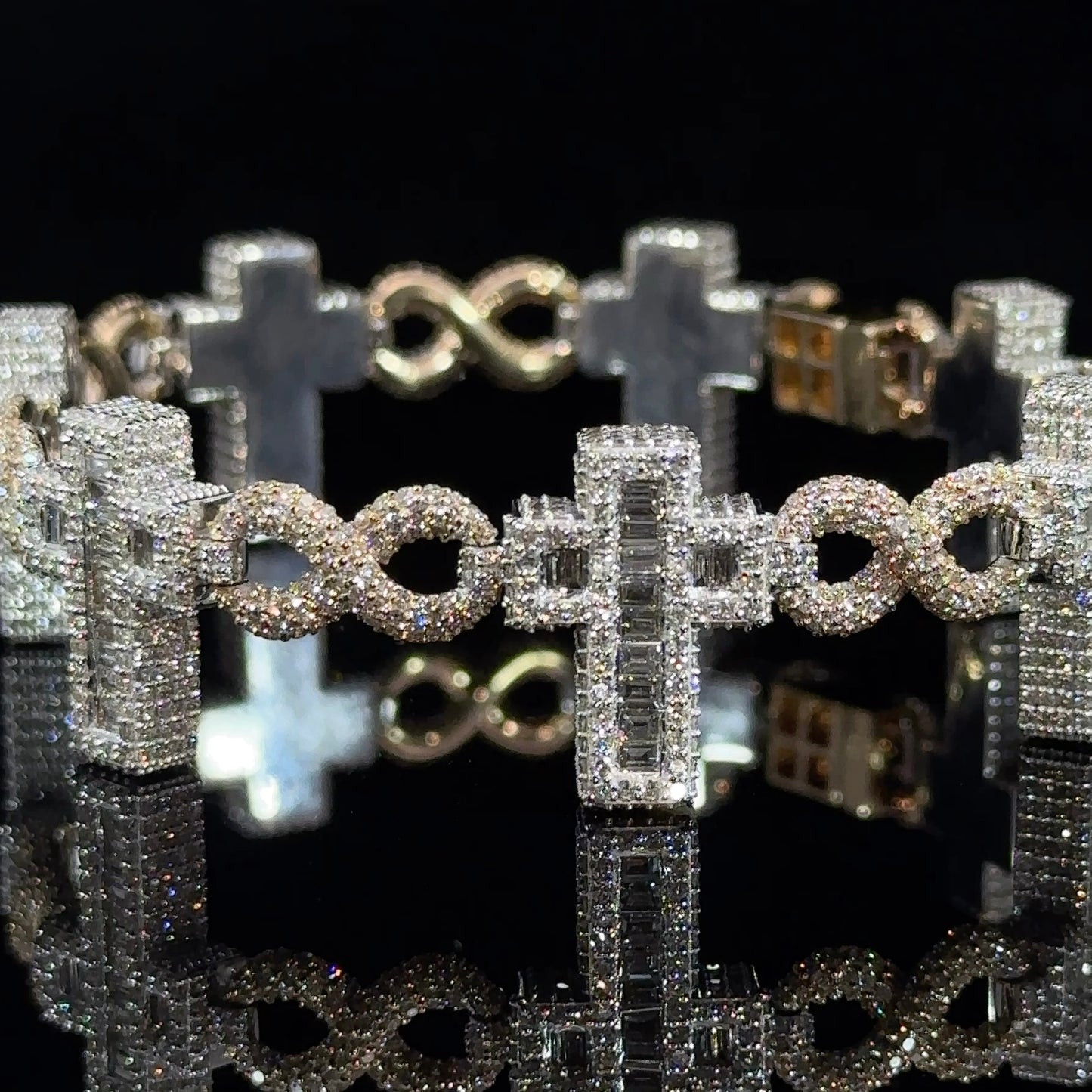 14k gold and diamond Cross Bracelet (Pre-order)