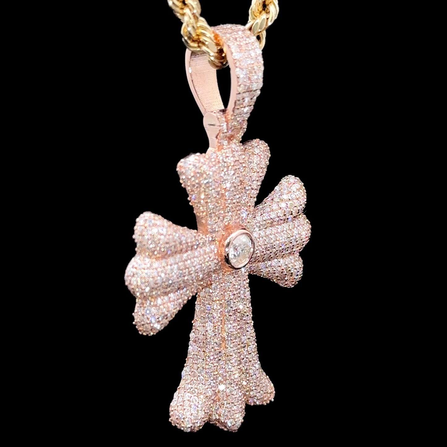 14k Rose gold and diamond Cross Pendant