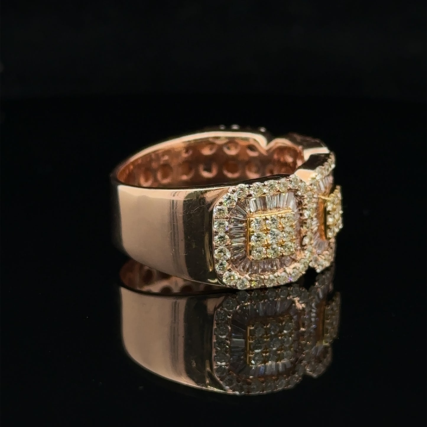14k two tone rose/yellow gold and diamond Men`s Ring