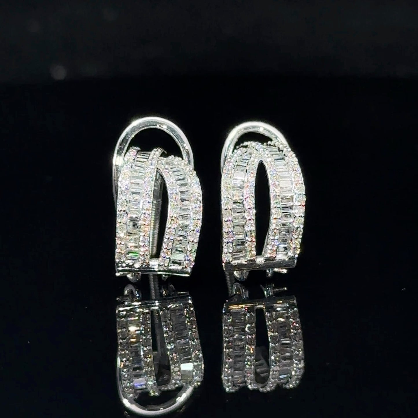 14k white gold and diamond Hoop Earrings