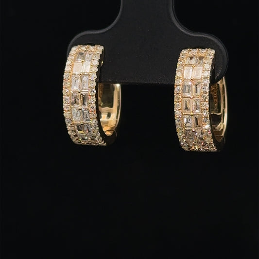14k yellow gold and diamond Hoop Earrings