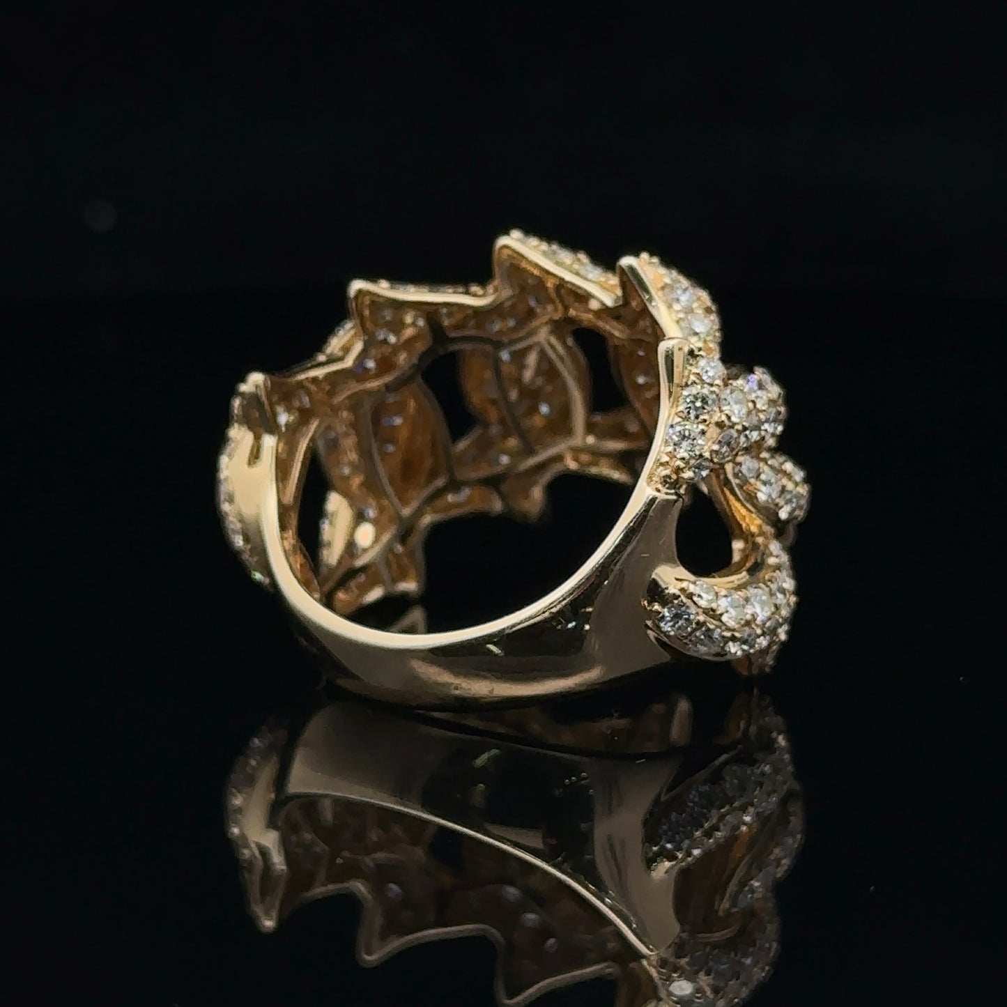 14k yellow gold Cuban and diamond Ring