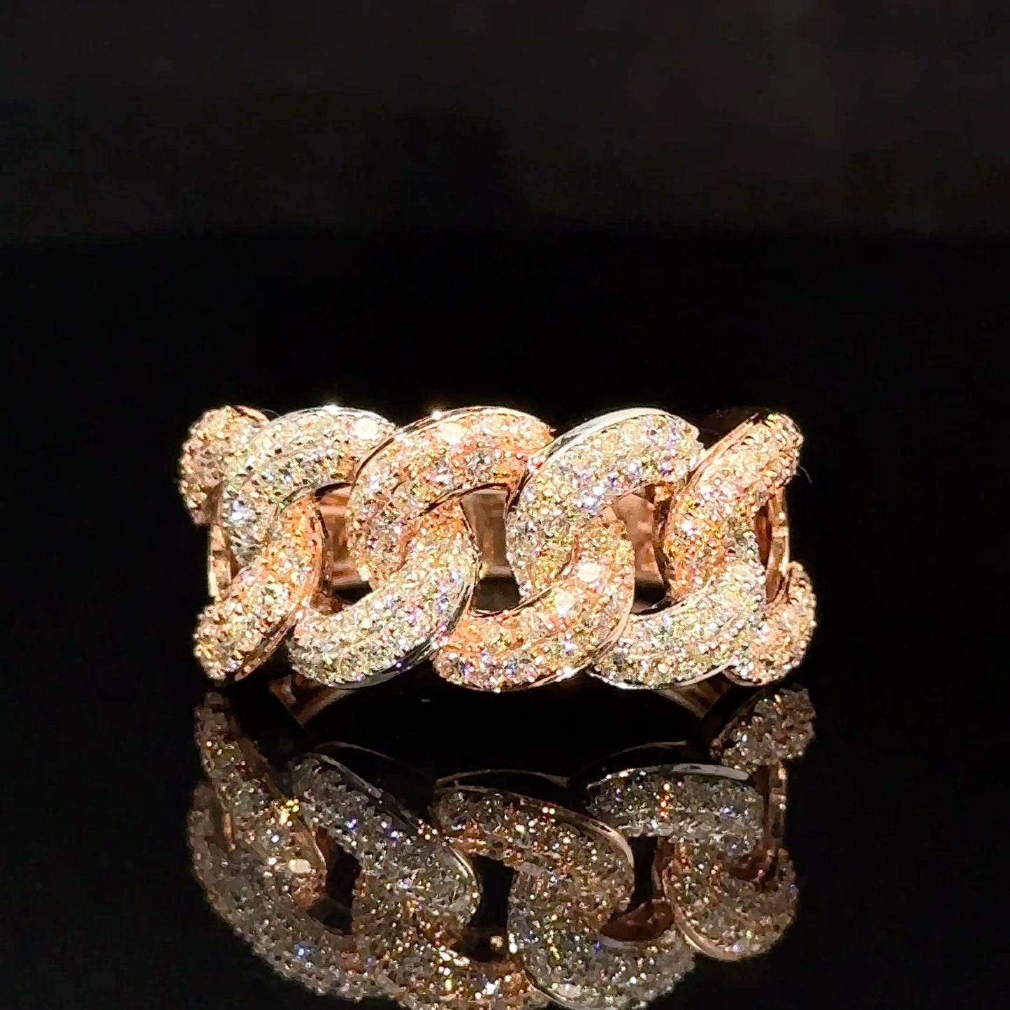 14k two-tone gold Cuban Ring