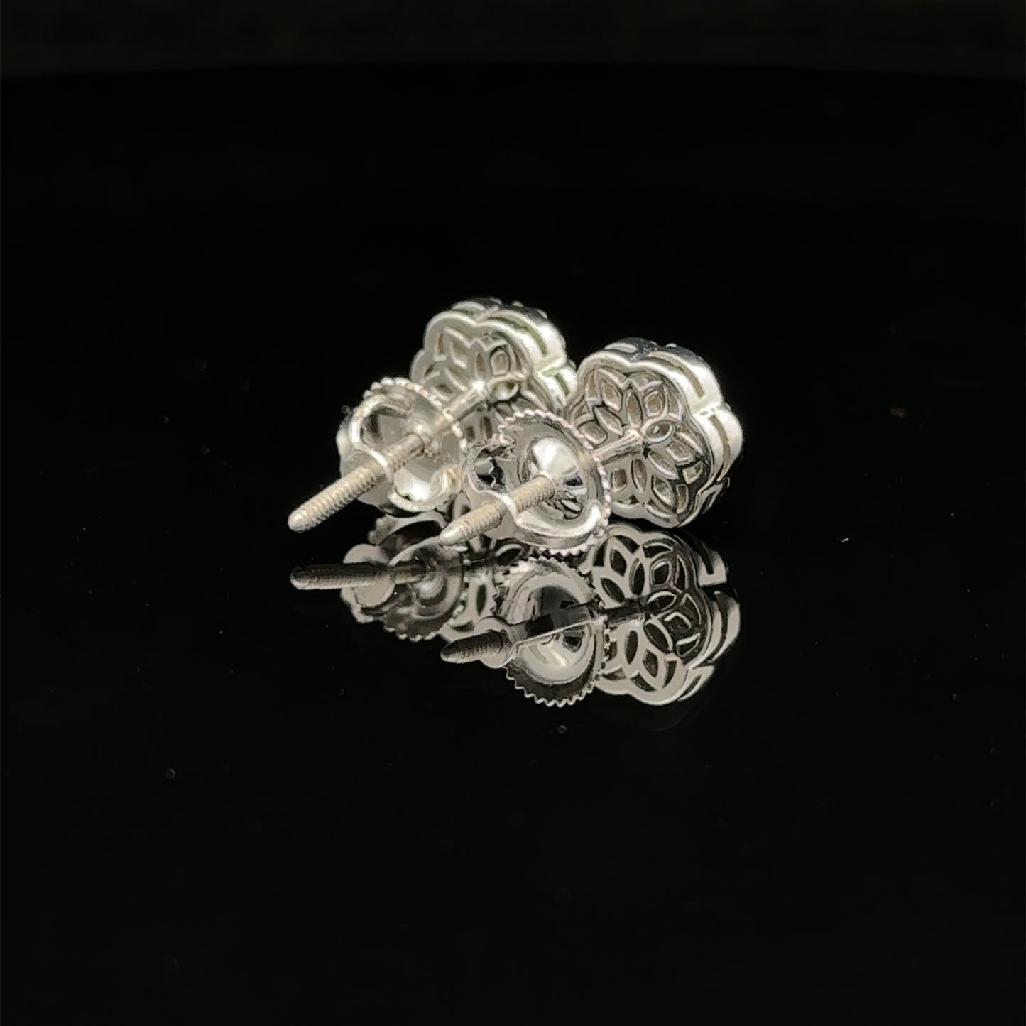 14k white gold and diamond flower Earrings