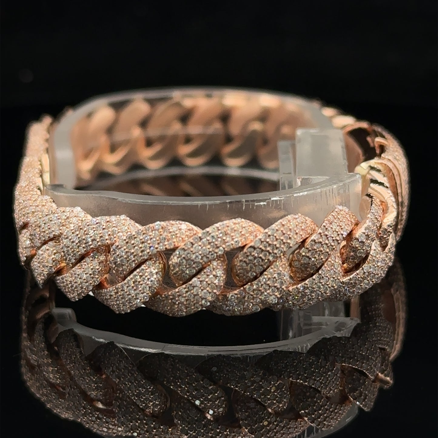 10k Rose gold and Diamond Pavé Cuban Bracelet