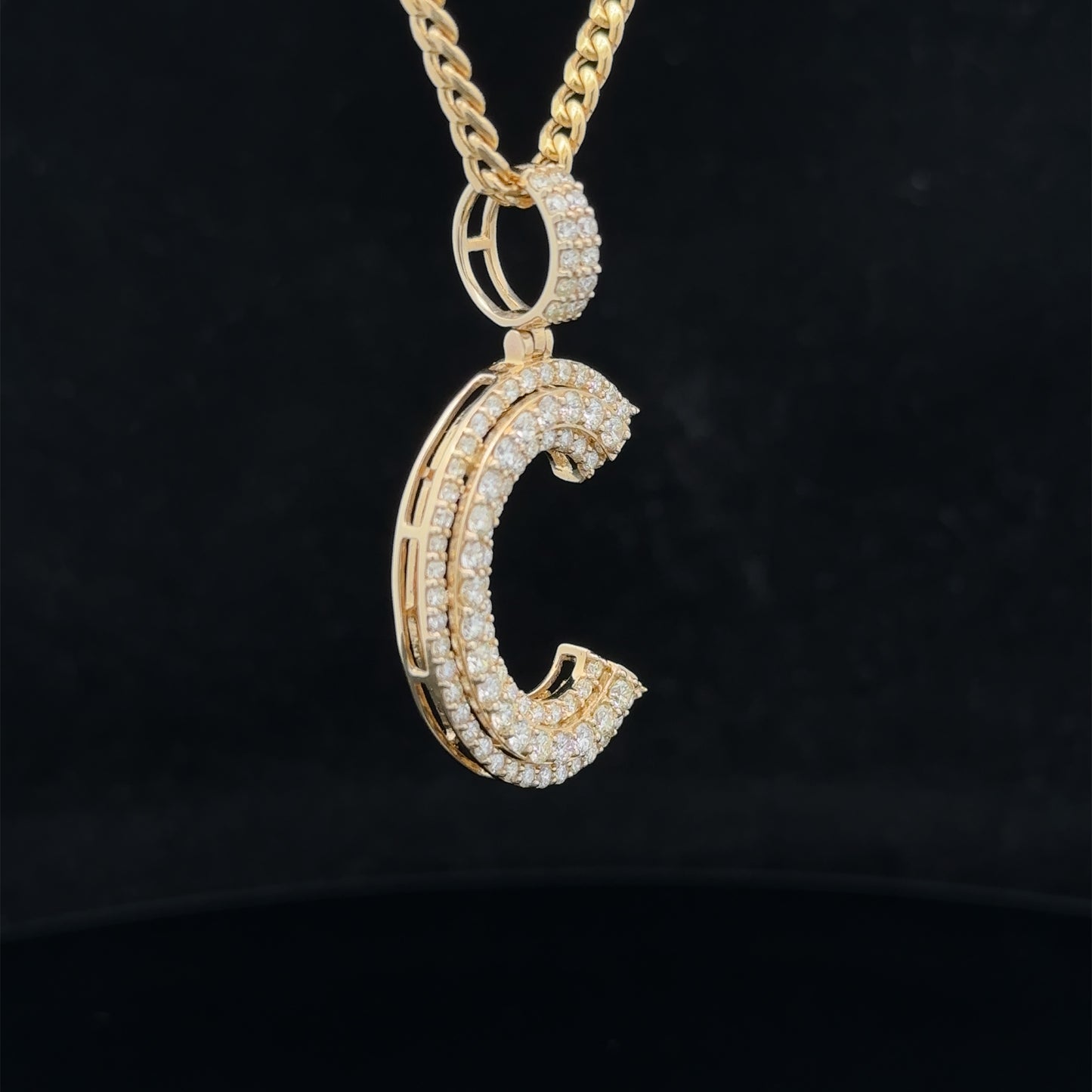 14k yellow gold & diamond C Initial Pendant