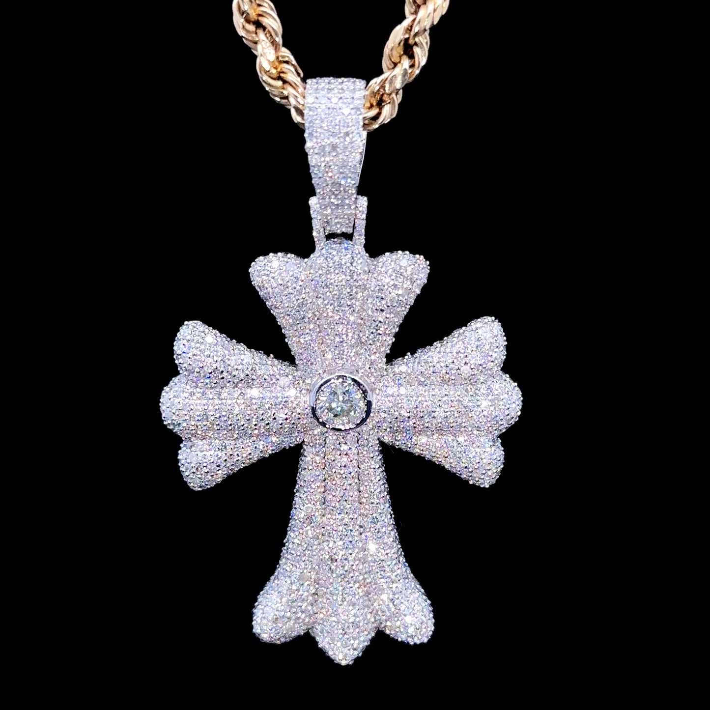 14k White gold and diamond Cross Pendant