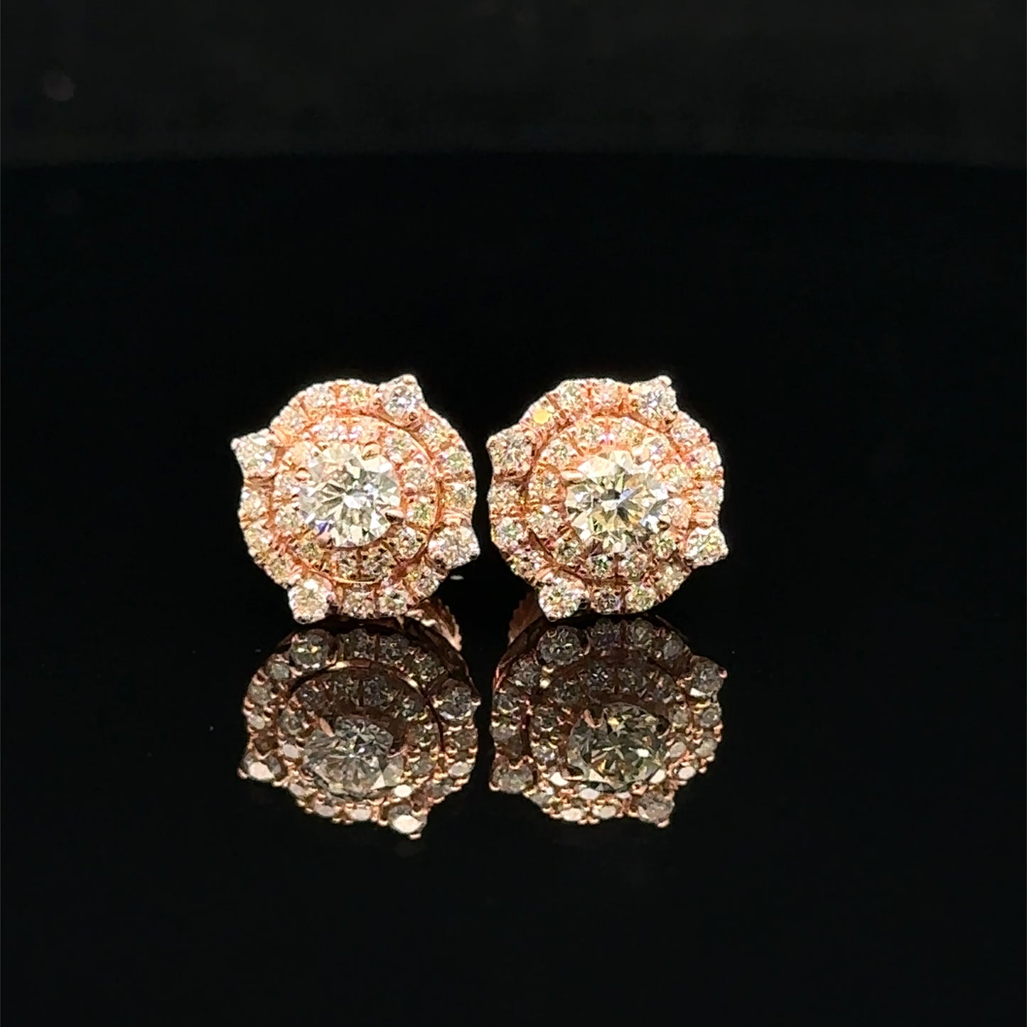 14K Rose Gold Diamond Stud Earrings – Elegant Sparkle