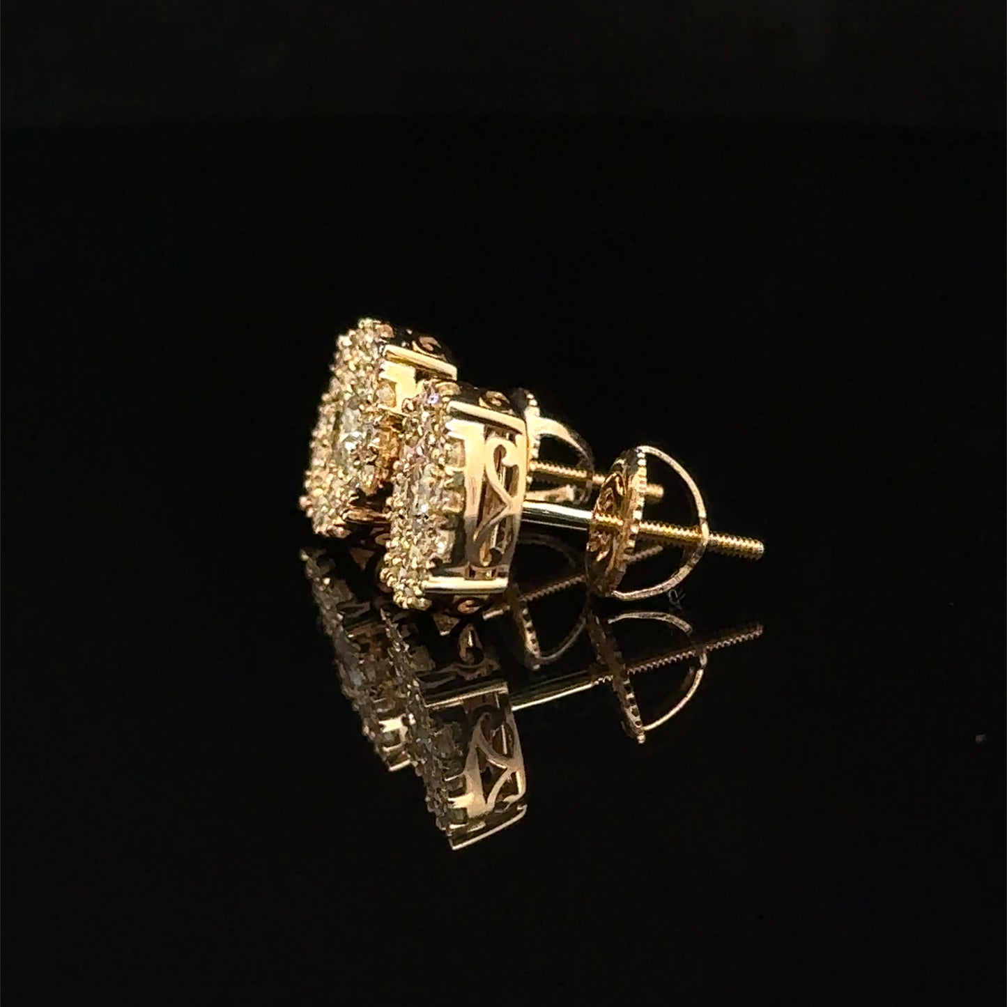14K Yellow Gold Natural Diamond Earrings