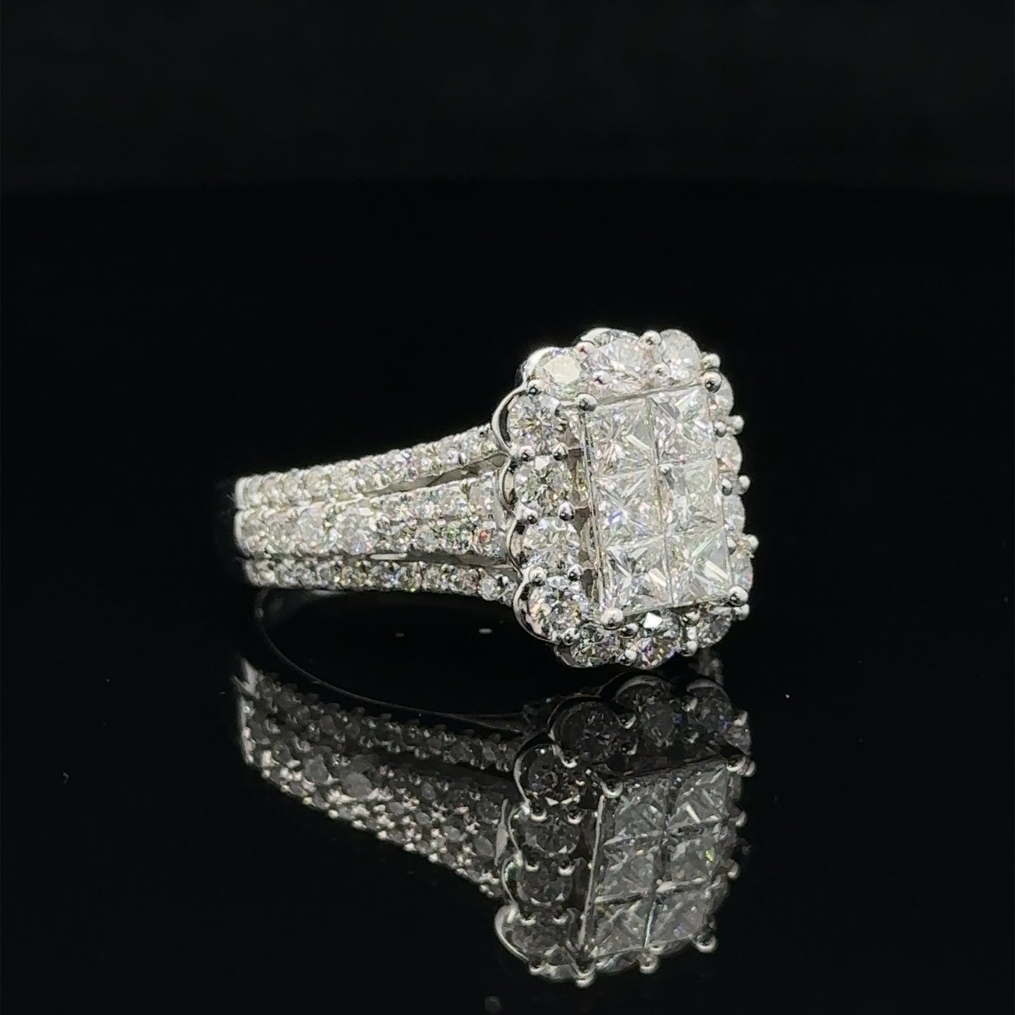 14k white gold and diamond engagement Ring