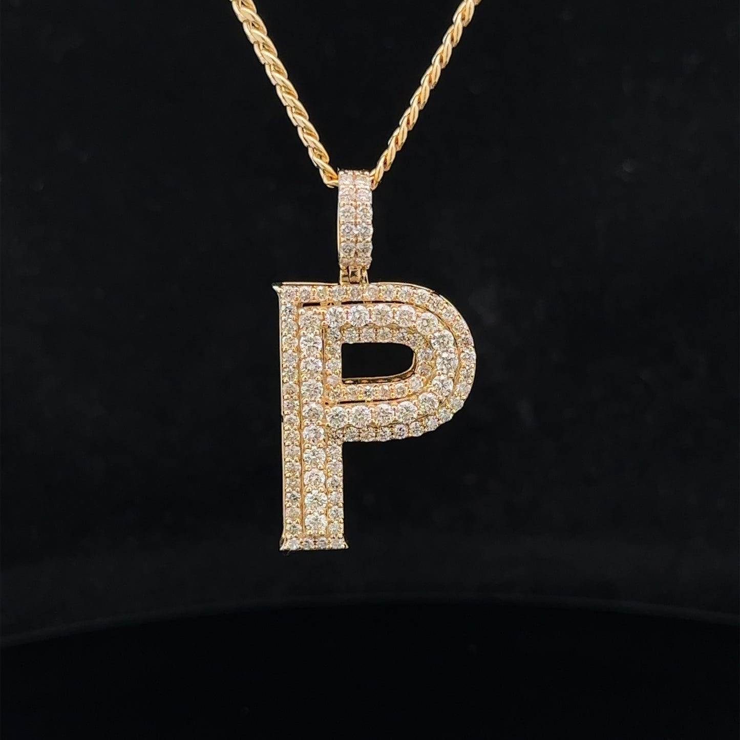 14k yellow gold & diamond P Initial Pendant