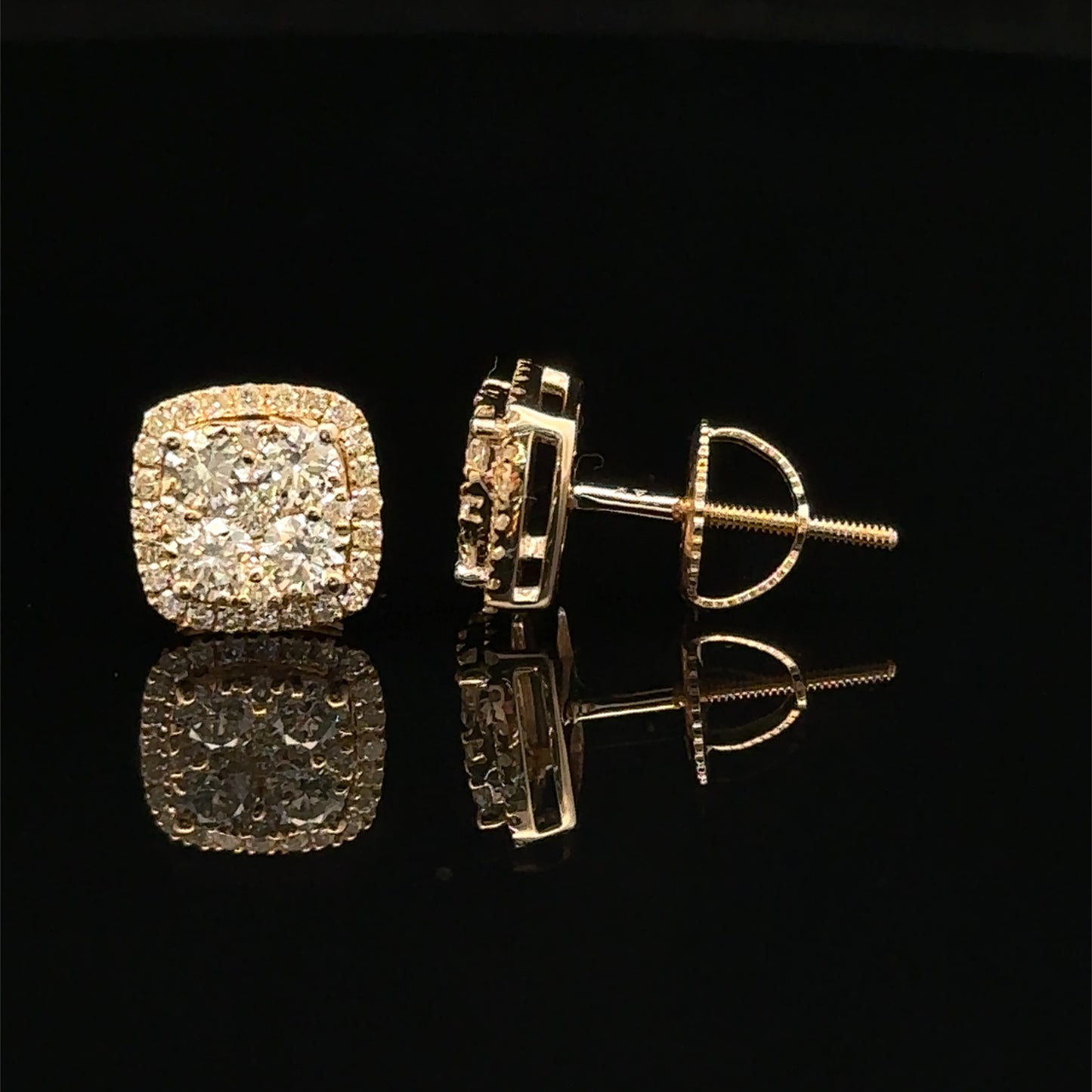 14k Yellow Gold and Diamond Earrings