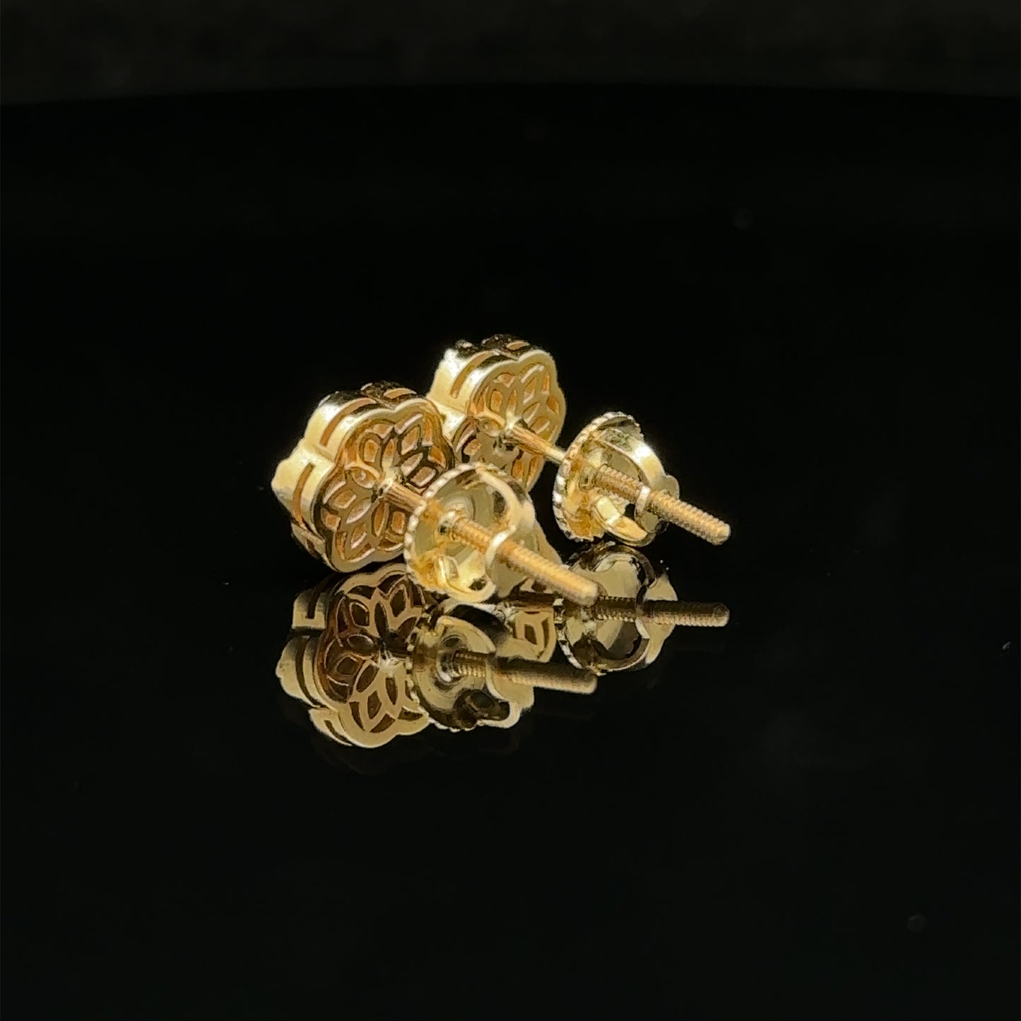 14k yellow gold and diamond flower Earrings
