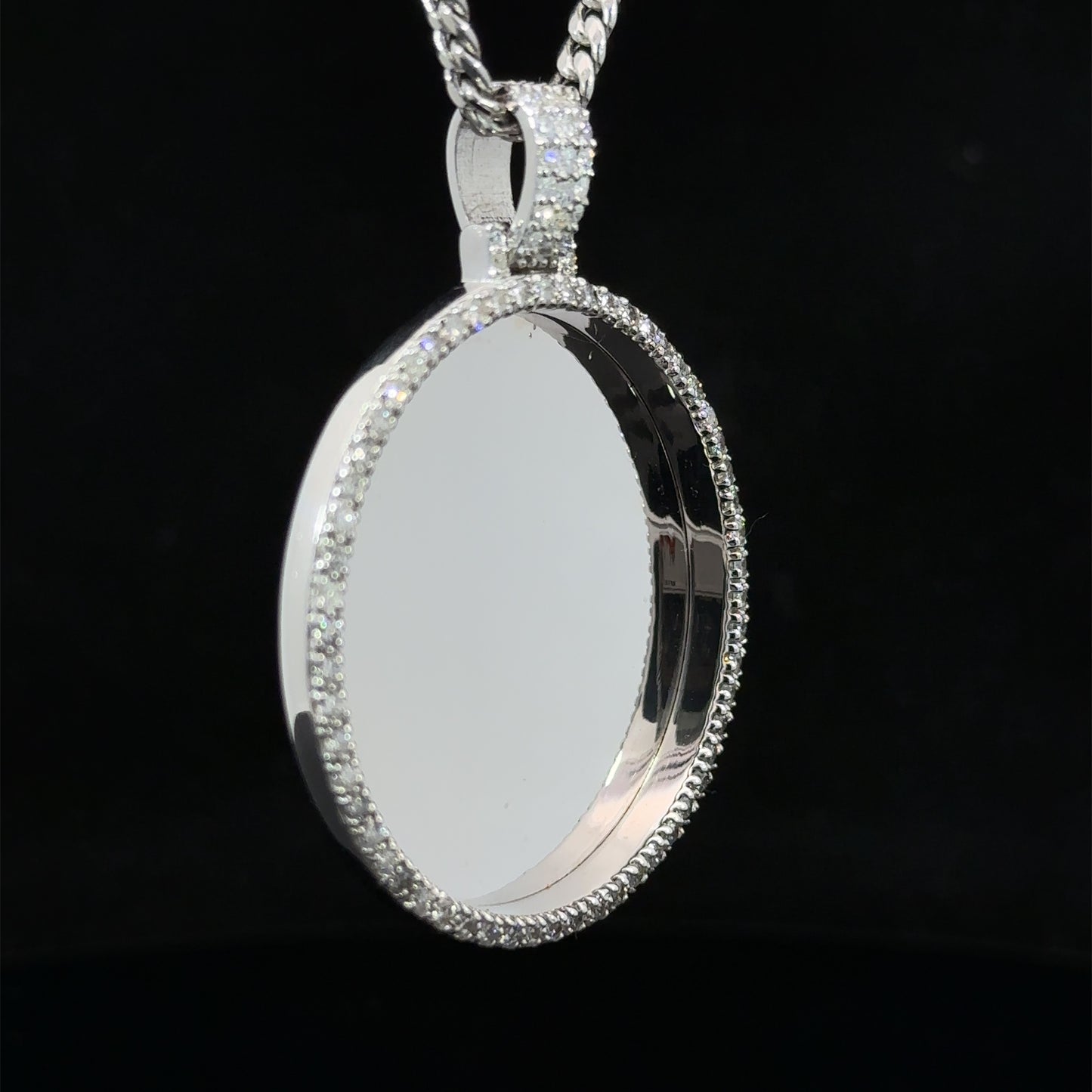 14k white gold and diamond Picture Pendant