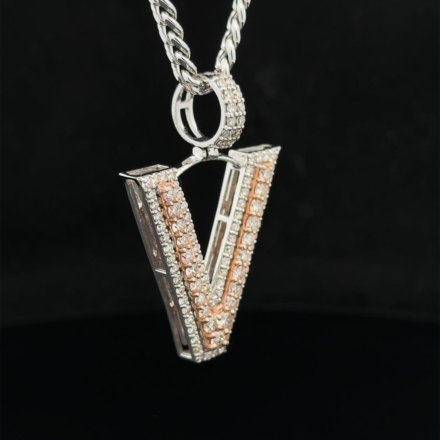 14k gold & diamond V Initial Pendant