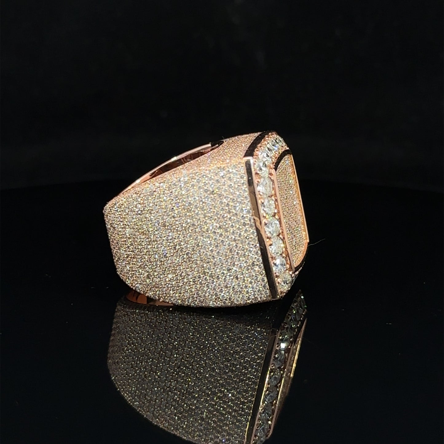 14k rose gold and diamond Men`s Ring