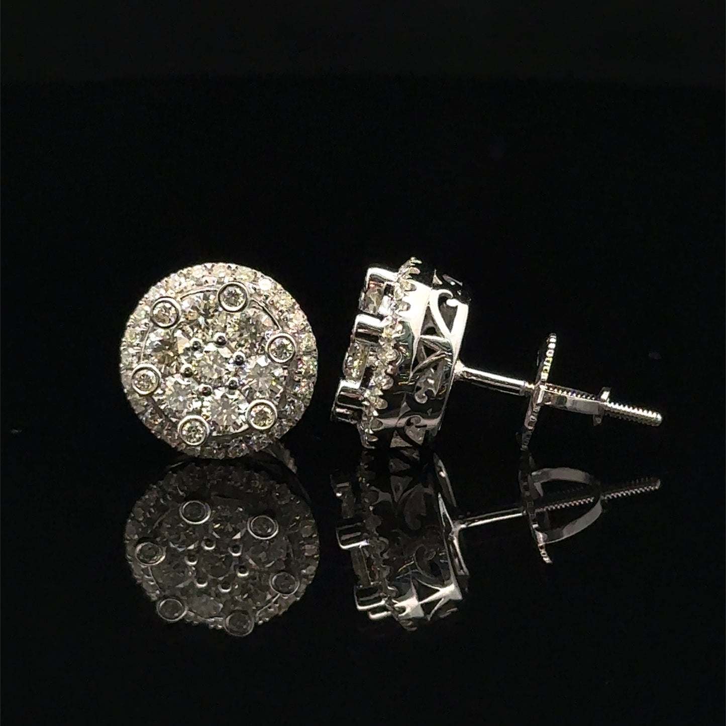 14K White Gold Jumbo Natural Diamond Earrings