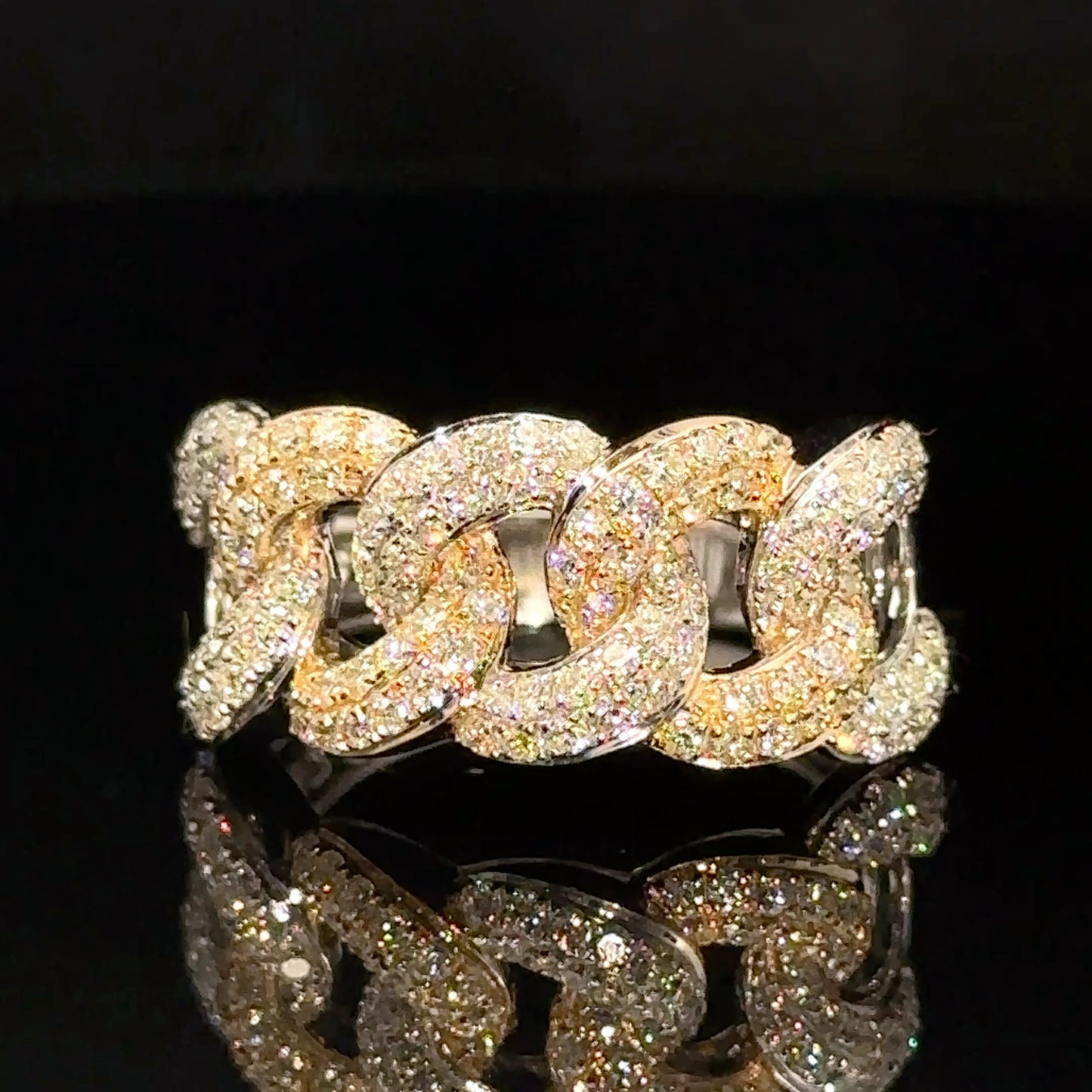 14k two-tone gold Cuban Ring