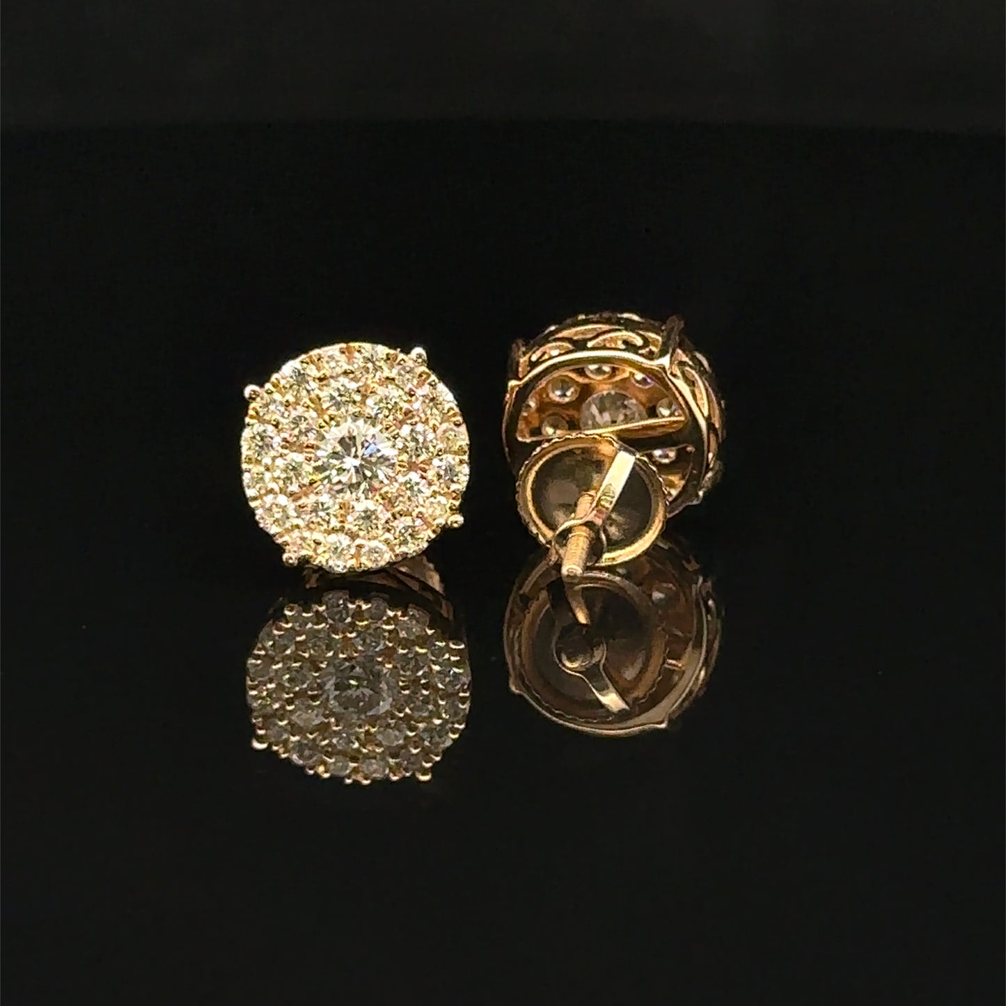 14K Yellow Gold Natural Diamond Earrings