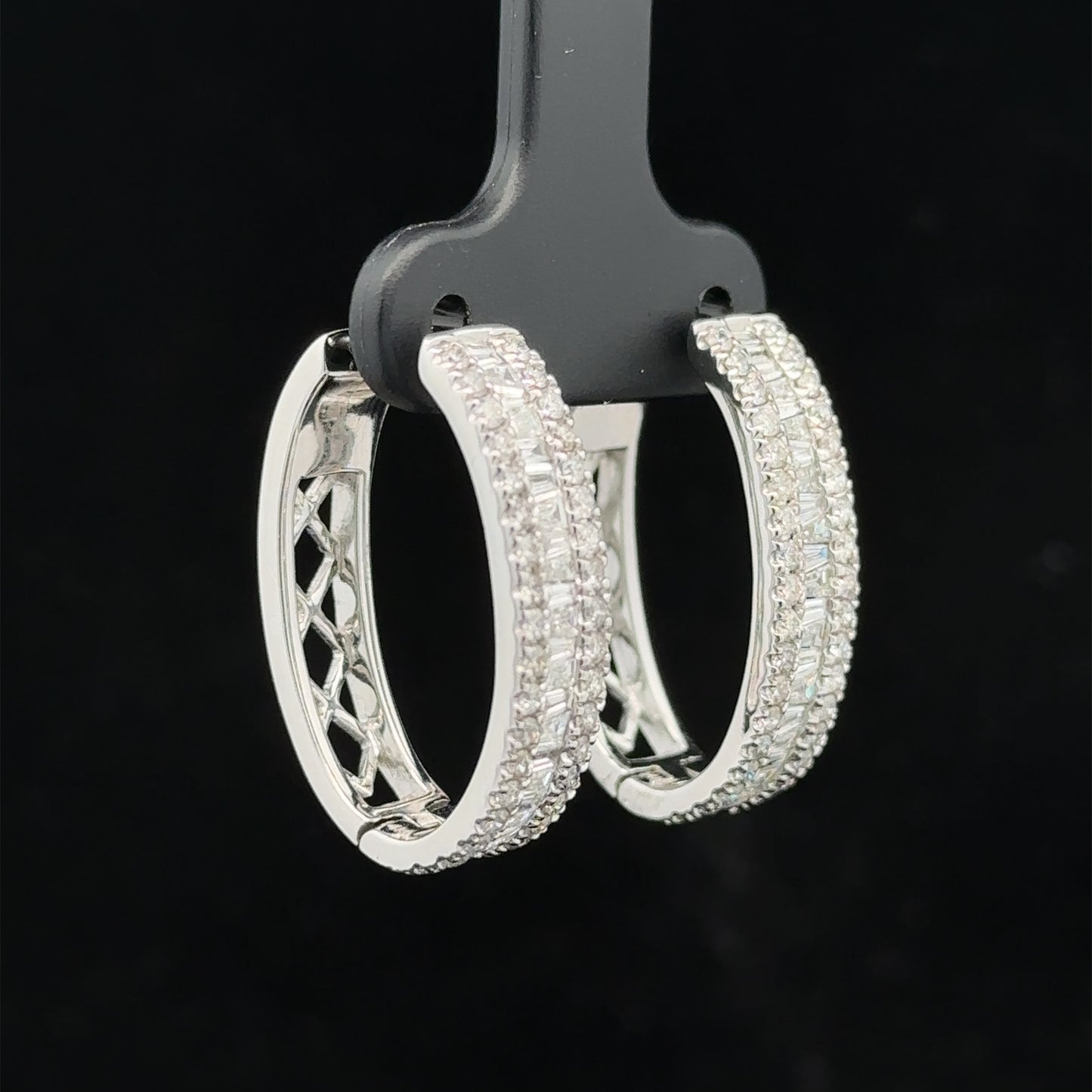 14k white gold and diamond Hoop Earrings