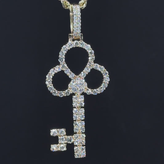 14k Yellow gold and diamond Key Pendant