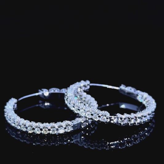 10k white gold and diamond Hoop Earrings