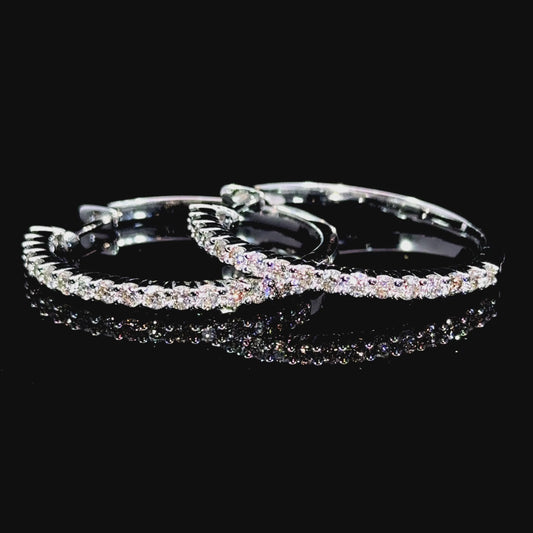10k white gold and diamond Hoop Earrings